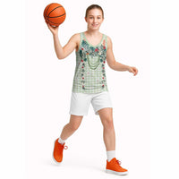 Sage Green Hawaiian Palaka Basketball Jersey Kukui Nut Money Lei LT9 - Polynesian Pride