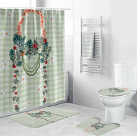 Sage Green Hawaiian Palaka Bathroom Set Kukui Nut Money Lei - Polynesian Pride