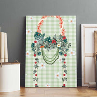 Sage Green Hawaiian Palaka Canvas Wall Art Kukui Nut Money Lei LT9 - Polynesian Pride
