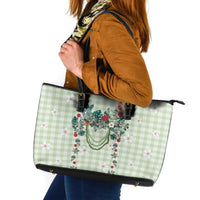 Sage Green Hawaiian Palaka Leather Tote Bag Kukui Nut Money Lei LT9 Green - Polynesian Pride