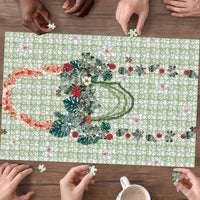 Sage Green Hawaiian Palaka Puzzle Kukui Nut Money Lei LT9 - Polynesian Pride