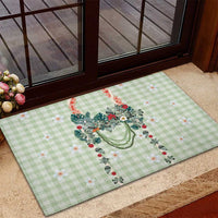 Sage Green Hawaiian Palaka Rubber Doormat Kukui Nut Money Lei LT9 - Polynesian Pride