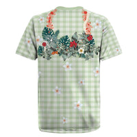 Sage Green Hawaiian Palaka Rugby Jersey Kukui Nut Money Lei LT9 - Polynesian Pride