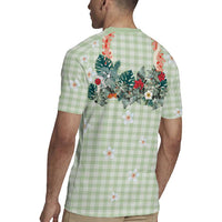 Sage Green Hawaiian Palaka Rugby Jersey Kukui Nut Money Lei LT9 - Polynesian Pride