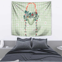 Sage Green Hawaiian Palaka Tapestry Kukui Nut Money Lei - Polynesian Pride