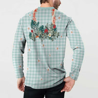 Turquoise Hawaiian Palaka Button Sweatshirt Kukui Nut Money Lei LT9 - Polynesian Pride