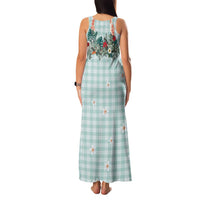 Turquoise Hawaiian Palaka Family Matching Tank Maxi Dress and Hawaiian Shirt Kukui Nut Money Lei - Polynesian Pride