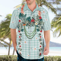 Turquoise Hawaiian Palaka Hawaiian Shirt Kukui Nut Money Lei - Polynesian Pride