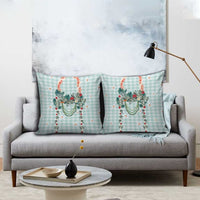 Turquoise Hawaiian Palaka Pillow Cover Kukui Nut Money Lei - Polynesian Pride