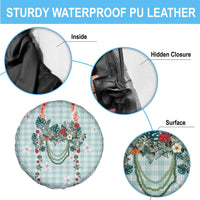 Turquoise Hawaiian Palaka Spare Tire Cover Kukui Nut Money Lei - Polynesian Pride