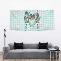 Turquoise Hawaiian Palaka Tapestry Kukui Nut Money Lei - Polynesian Pride