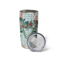 Turquoise Hawaiian Palaka Tumbler Cup Kukui Nut Money Lei - Polynesian Pride