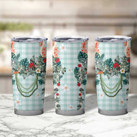 Turquoise Hawaiian Palaka Tumbler Cup Kukui Nut Money Lei - Polynesian Pride