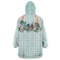 Turquoise Hawaiian Palaka Wearable Blanket Hoodie Kukui Nut Money Lei LT9 - Polynesian Pride