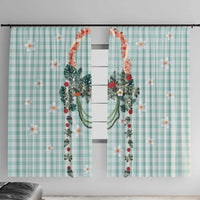 Turquoise Hawaiian Palaka Window Curtain Kukui Nut Money Lei LT9 With Hooks Turquoise - Polynesian Pride