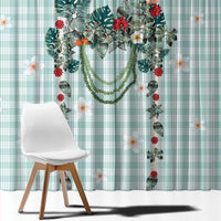 Turquoise Hawaiian Palaka Window Curtain Kukui Nut Money Lei LT9 - Polynesian Pride