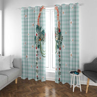 Turquoise Hawaiian Palaka Window Curtain Kukui Nut Money Lei LT9 With Grommets Turquoise - Polynesian Pride