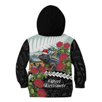 Meri Kirihimete Tuatara Kid Hoodie New Zealand Fern with Puhutukawa Flowers