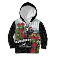 Meri Kirihimete Tuatara Kid Hoodie New Zealand Fern with Puhutukawa Flowers