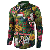 Meri Kirihimete Kakapo Santa Button Sweatshirt Merry Christmas with Tropical Vibe LT9 - Polynesian Pride