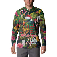 Meri Kirihimete Kakapo Santa Button Sweatshirt Merry Christmas with Tropical Vibe LT9 - Polynesian Pride