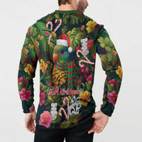 Meri Kirihimete Kakapo Santa Button Sweatshirt Merry Christmas with Tropical Vibe LT9 - Polynesian Pride