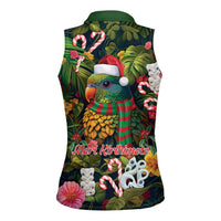 Meri Kirihimete Kakapo Santa Women Sleeveless Polo Shirt Merry Christmas with Tropical Vibe