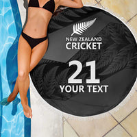 New Zealand Cricket Custom Beach Blanket Potae Pango Black Fern Pattern LT9 - Polynesian Pride