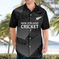 New Zealand Cricket Custom Hawaiian Shirt Potae Pango Black Fern Pattern LT9 - Polynesian Pride