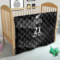 New Zealand Cricket Custom Quilt Potae Pango Black Fern Pattern