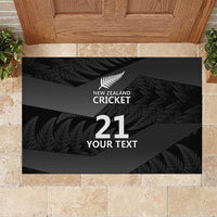 New Zealand Cricket Custom Rubber Doormat Potae Pango Black Fern Pattern LT9 Black - Polynesian Pride