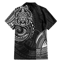 Polynesian Turtle Tribal Tattoo Family Matching Long Sleeve Bodycon Dress and Hawaiian Shirt Black Style