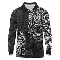 Polynesian Turtle Tribal Tattoo Long Sleeve Polo Shirt Black Style