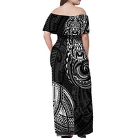 Polynesian Turtle Tribal Tattoo Off Shoulder Maxi Dress Black Style LT9 - Polynesian Pride