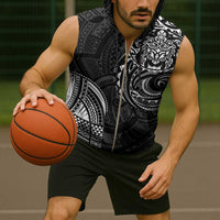 Polynesian Turtle Tribal Tattoo Sleeveless Zip Hoodie Black Style - Polynesian Pride