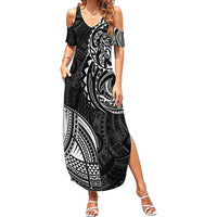 Polynesian Turtle Tribal Tattoo Summer Maxi Dress Black Style LT9 Women Black - Polynesian Pride