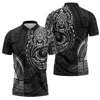 Polynesian Turtle Tribal Tattoo Zipper Polo Shirt Black Style LT9 - Polynesian Pride