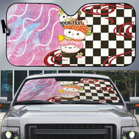 Personalized Japanese Kawaii Sushi Roll Auto Sun Shade Wagara Palaka Pattern LT9 Pink - Polynesian Pride