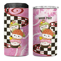 Personalized Japanese Kawaii Sushi Roll 4 in 1 Can Cooler Tumbler Wagara Palaka Pattern LT9 One Size: 16 oz Pink - Polynesian Pride