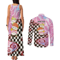 Personalized Japanese Kawaii Sushi Roll Couples Matching Tank Maxi Dress and Long Sleeve Button Shirt Wagara Palaka Pattern LT9 - Polynesian Pride