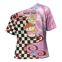 Personalized Japanese Kawaii Sushi Roll Cross Shoulder Shirt Wagara Palaka Pattern LT9 - Polynesian Pride