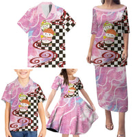 Personalized Japanese Kawaii Sushi Roll Family Matching Puletasi and Hawaiian Shirt Wagara Palaka Pattern LT9 - Polynesian Pride