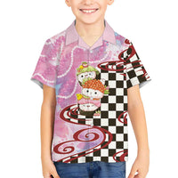 Personalized Japanese Kawaii Sushi Roll Family Matching Summer Maxi Dress and Hawaiian Shirt Wagara Palaka Pattern LT9 Son's Shirt Pink - Polynesian Pride