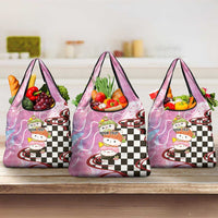 Personalized Japanese Kawaii Sushi Roll Grocery Bag Wagara Palaka Pattern LT9 3-pack One Size Pink - Polynesian Pride