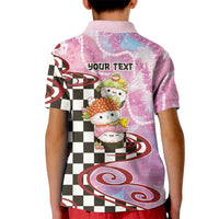 Personalized Japanese Kawaii Sushi Roll Kid Polo Shirt Wagara Palaka Pattern LT9 - Polynesian Pride