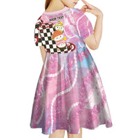 Personalized Japanese Kawaii Sushi Roll Kid Short Sleeve Dress Wagara Palaka Pattern LT9 - Polynesian Pride