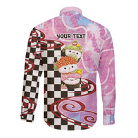 Personalized Japanese Kawaii Sushi Roll Long Sleeve Button Shirt Wagara Palaka Pattern LT9 - Polynesian Pride