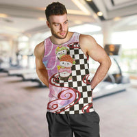 Personalized Japanese Kawaii Sushi Roll Men Tank Top Wagara Palaka Pattern LT9 Pink - Polynesian Pride