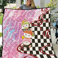 Personalized Japanese Kawaii Sushi Roll Quilt Wagara Palaka Pattern LT9 Pink - Polynesian Pride