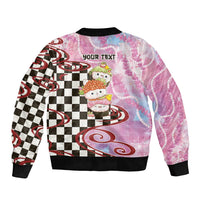 Personalized Japanese Kawaii Sushi Roll Sleeve Zip Bomber Jacket Wagara Palaka Pattern LT9 - Polynesian Pride